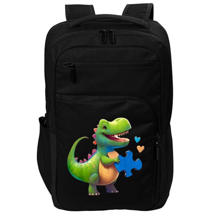 Autism Awareness Dinosaur Puzzle Piece Love Autistic Support Impact Tech Backpack