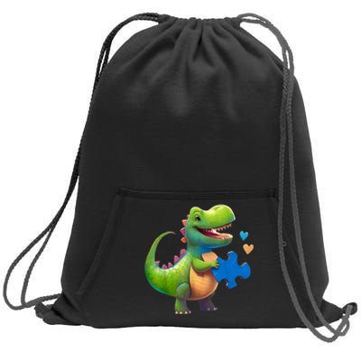 Autism Awareness Dinosaur Puzzle Piece Love Autistic Support Sweatshirt Cinch Pack Bag