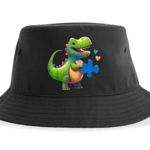 Autism Awareness Dinosaur Puzzle Piece Love Autistic Support Sustainable Bucket Hat