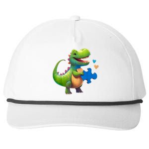 Autism Awareness Dinosaur Puzzle Piece Love Autistic Support Snapback Five-Panel Rope Hat