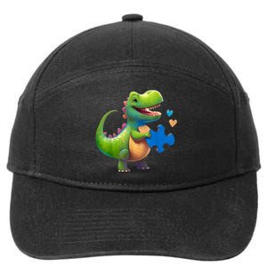 Autism Awareness Dinosaur Puzzle Piece Love Autistic Support 7-Panel Snapback Hat