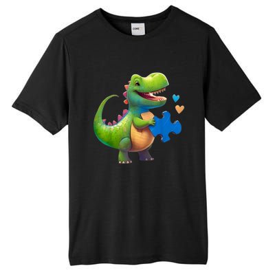 Autism Awareness Dinosaur Puzzle Piece Love Autistic Support Tall Fusion ChromaSoft Performance T-Shirt