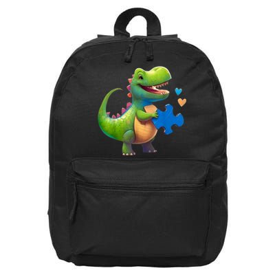 Autism Awareness Dinosaur Puzzle Piece Love Autistic Support 16 in Basic Backpack