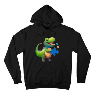 Autism Awareness Dinosaur Puzzle Piece Love Autistic Support Tall Hoodie