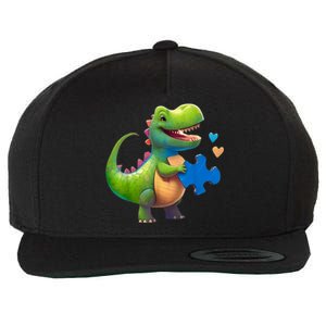 Autism Awareness Dinosaur Puzzle Piece Love Autistic Support Wool Snapback Cap