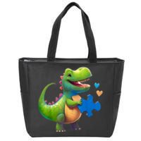 Autism Awareness Dinosaur Puzzle Piece Love Autistic Support Zip Tote Bag