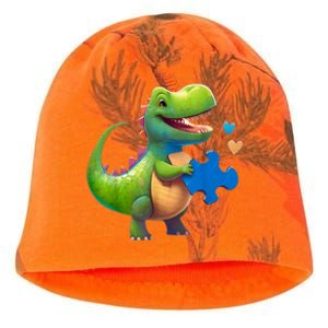 Autism Awareness Dinosaur Puzzle Piece Love Autistic Support Kati - Camo Knit Beanie