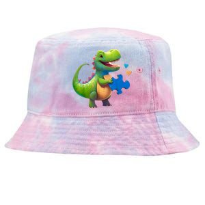 Autism Awareness Dinosaur Puzzle Piece Love Autistic Support Tie-Dyed Bucket Hat