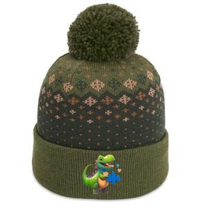 Autism Awareness Dinosaur Puzzle Piece Love Autistic Support The Baniff Cuffed Pom Beanie