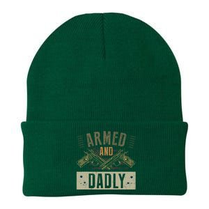 Armed And Dadly Funny Deadly Father For Father's Day Knit Cap Winter Beanie