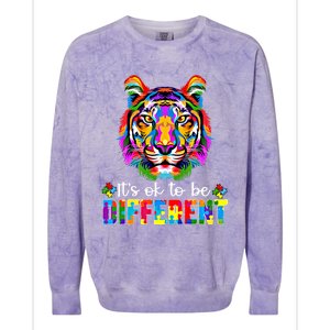 Autism Awareness Day ItS Ok To Be Different Colorful Tiger Meaningful Gift Colorblast Crewneck Sweatshirt