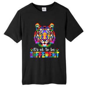 Autism Awareness Day ItS Ok To Be Different Colorful Tiger Meaningful Gift Tall Fusion ChromaSoft Performance T-Shirt