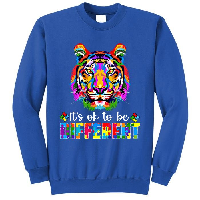 Autism Awareness Day ItS Ok To Be Different Colorful Tiger Meaningful Gift Sweatshirt