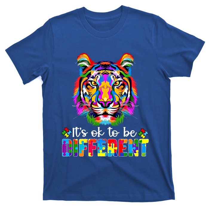 Autism Awareness Day ItS Ok To Be Different Colorful Tiger Meaningful Gift T-Shirt