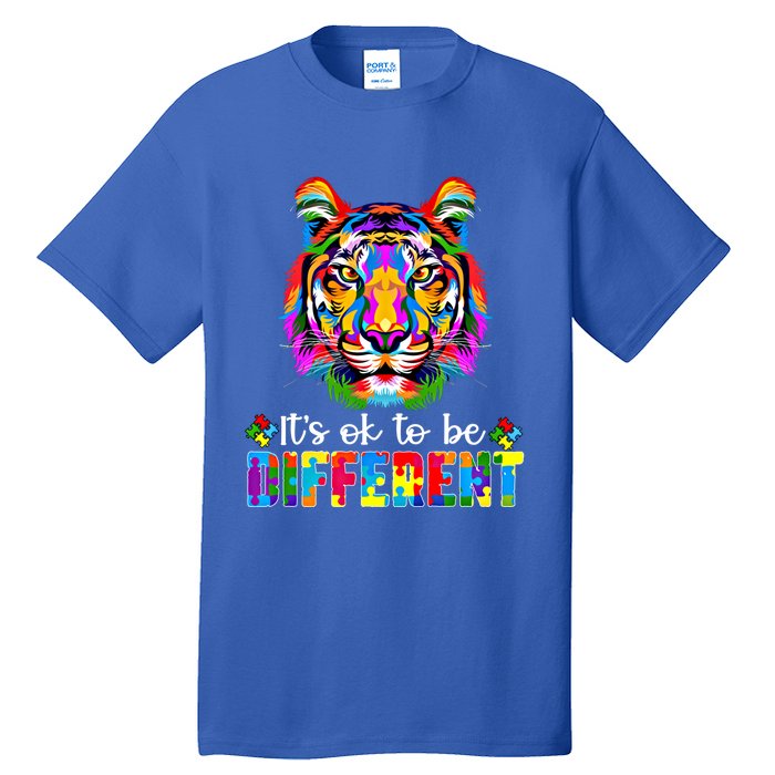 Autism Awareness Day ItS Ok To Be Different Colorful Tiger Meaningful Gift Tall T-Shirt