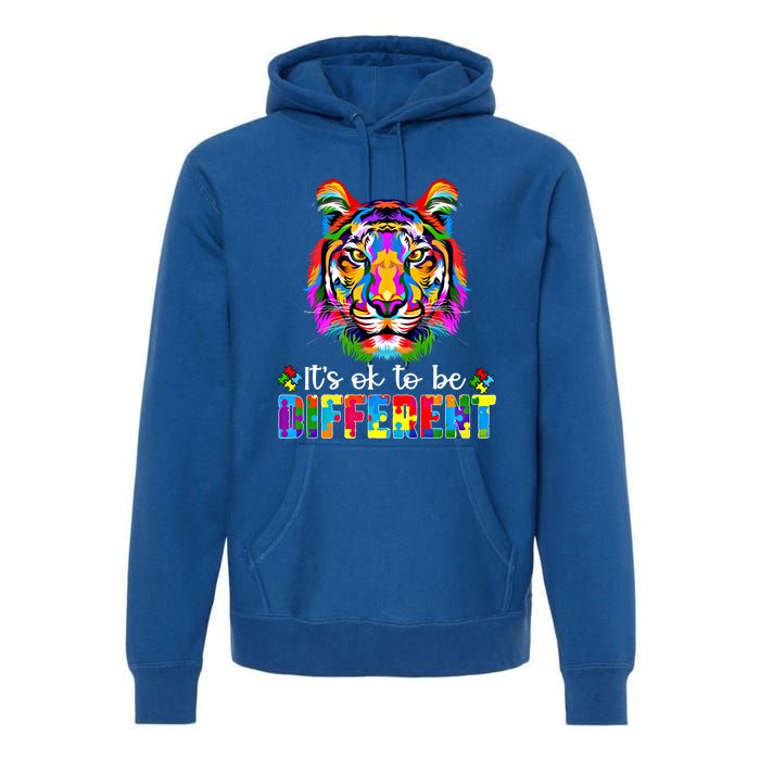 Autism Awareness Day ItS Ok To Be Different Colorful Tiger Meaningful Gift Premium Hoodie