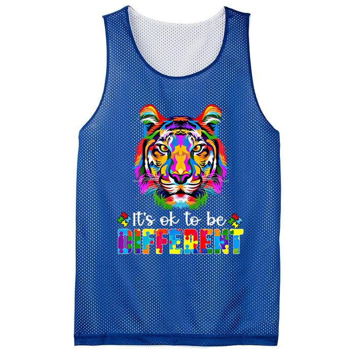 Autism Awareness Day ItS Ok To Be Different Colorful Tiger Meaningful Gift Mesh Reversible Basketball Jersey Tank