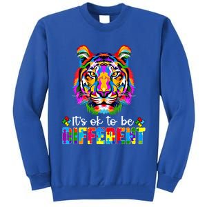 Autism Awareness Day ItS Ok To Be Different Colorful Tiger Meaningful Gift Tall Sweatshirt