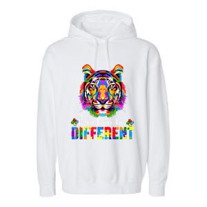 Autism Awareness Day ItS Ok To Be Different Colorful Tiger Meaningful Gift Garment-Dyed Fleece Hoodie