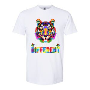 Autism Awareness Day ItS Ok To Be Different Colorful Tiger Meaningful Gift Softstyle CVC T-Shirt