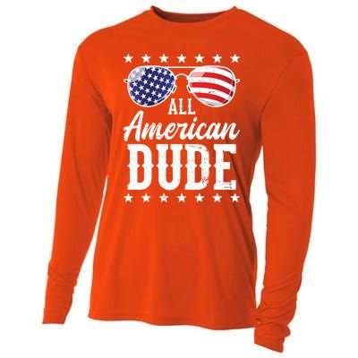 All American Dude Sunglasses Family Matching 4th Of July Gift Cooling Performance Long Sleeve Crew