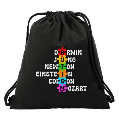 Autism Awareness Darwin Jung Newton Einstein Edison Mozart Drawstring Bag