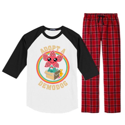 Adopt A Demodog Cute Funny Dogs Lovers Raglan Sleeve Pajama Set