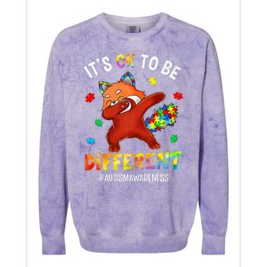 Autism Awareness Dabbing Red Panda It's Ok To Be Different Colorblast Crewneck Sweatshirt