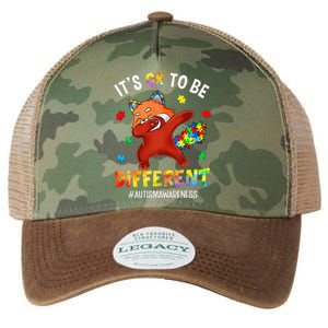 Autism Awareness Dabbing Red Panda It's Ok To Be Different Legacy Tie Dye Trucker Hat