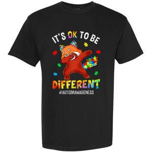 Autism Awareness Dabbing Red Panda It's Ok To Be Different Garment-Dyed Heavyweight T-Shirt