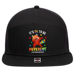 Autism Awareness Dabbing Red Panda It's Ok To Be Different 7 Panel Mesh Trucker Snapback Hat