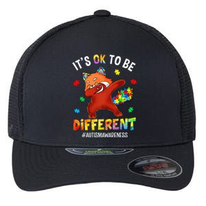 Autism Awareness Dabbing Red Panda It's Ok To Be Different Flexfit Unipanel Trucker Cap