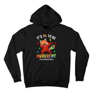 Autism Awareness Dabbing Red Panda It's Ok To Be Different Hoodie