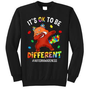 Autism Awareness Dabbing Red Panda It's Ok To Be Different Sweatshirt