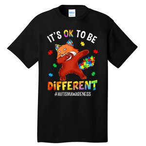 Autism Awareness Dabbing Red Panda It's Ok To Be Different Tall T-Shirt