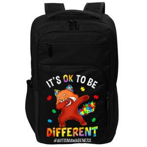 Autism Awareness Dabbing Red Panda It's Ok To Be Different Impact Tech Backpack