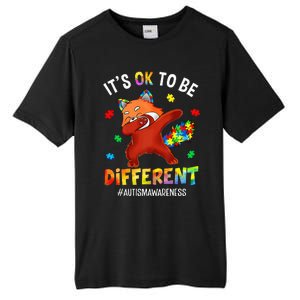 Autism Awareness Dabbing Red Panda It's Ok To Be Different Tall Fusion ChromaSoft Performance T-Shirt