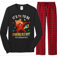 Autism Awareness Dabbing Red Panda It's Ok To Be Different Long Sleeve Pajama Set