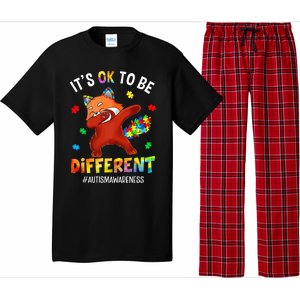 Autism Awareness Dabbing Red Panda It's Ok To Be Different Pajama Set