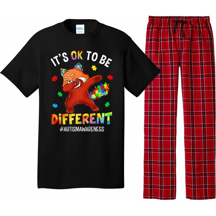 Autism Awareness Dabbing Red Panda It's Ok To Be Different Pajama Set