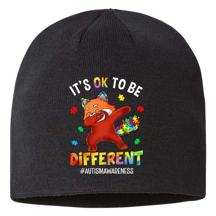 Autism Awareness Dabbing Red Panda It's Ok To Be Different Sustainable Beanie