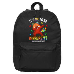 Autism Awareness Dabbing Red Panda It's Ok To Be Different 16 in Basic Backpack