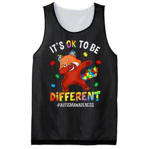 Autism Awareness Dabbing Red Panda It's Ok To Be Different Mesh Reversible Basketball Jersey Tank