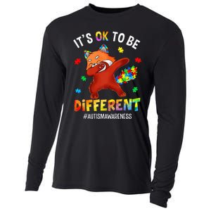 Autism Awareness Dabbing Red Panda It's Ok To Be Different Cooling Performance Long Sleeve Crew