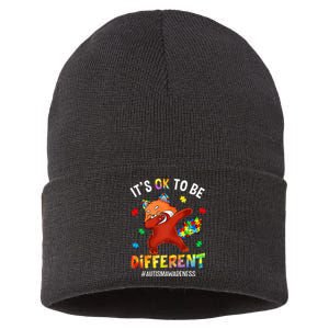 Autism Awareness Dabbing Red Panda It's Ok To Be Different Sustainable Knit Beanie