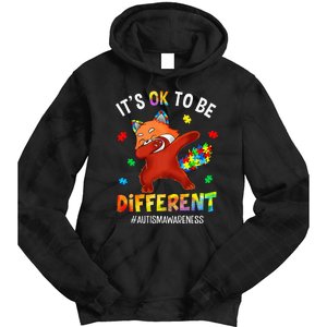 Autism Awareness Dabbing Red Panda It's Ok To Be Different Tie Dye Hoodie