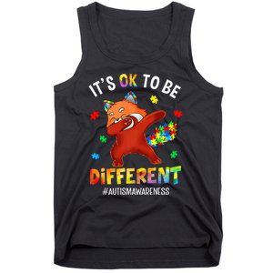 Autism Awareness Dabbing Red Panda It's Ok To Be Different Tank Top