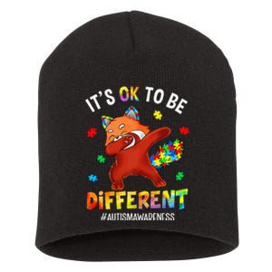 Autism Awareness Dabbing Red Panda It's Ok To Be Different Short Acrylic Beanie