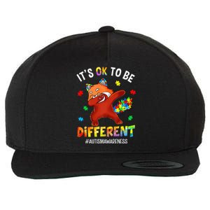 Autism Awareness Dabbing Red Panda It's Ok To Be Different Wool Snapback Cap