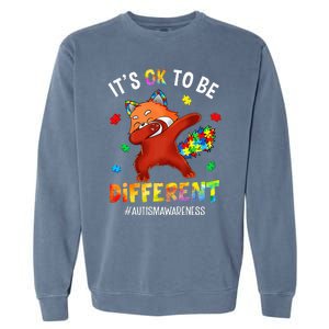 Autism Awareness Dabbing Red Panda It's Ok To Be Different Garment-Dyed Sweatshirt